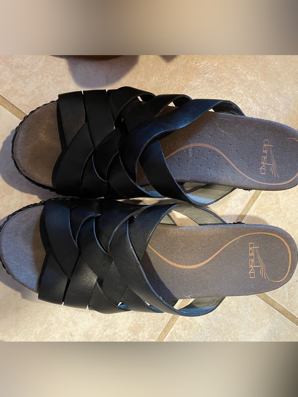 Dansko Women's Black Strappy Slide Sandals - size 39